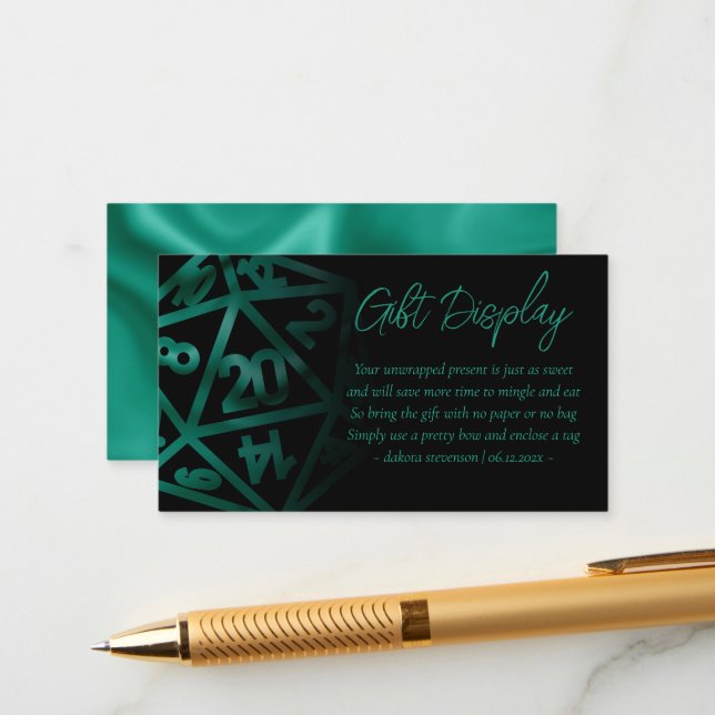 Tarjeta De Recepción RPG Dice | Regalos de jugador de mesa de esmeralda (Anverso/Reverso In Situ)