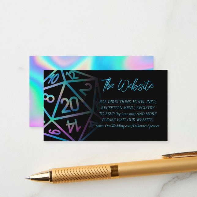 Tarjeta De Recepción RPG Dice | Sitio web Holo Fantasy Tabletop Gamer (Anverso/Reverso In Situ)