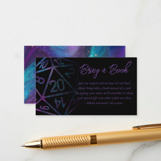 Tarjeta De Recepción RPG Dice | Solicitud de libros de mesa de Nebula F (Anverso/Reverso In Situ)