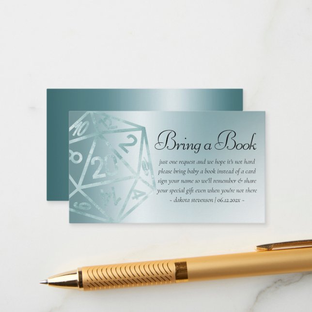 Tarjeta De Recepción RPG Luxe | Aqua Fantasy Tabletop Gamop Baby Book (Anverso/Reverso In Situ)