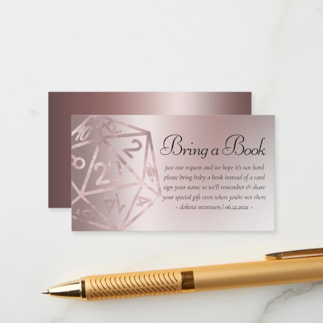 Tarjeta De Recepción RPG Luxe | Mauve Fantasy Tabletop Gamer Dice Book (Anverso/Reverso In Situ)