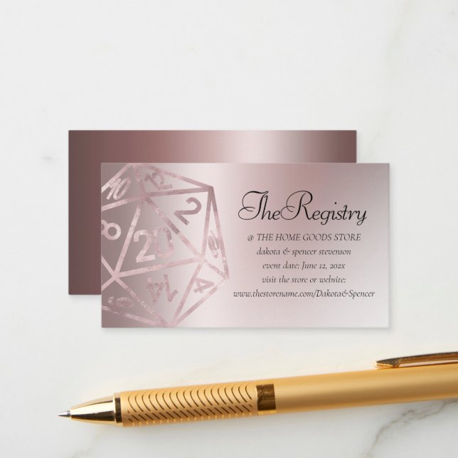 Tarjeta De Recepción RPG Luxe | Registro de Mauve Fantasy Tabletop Game (Anverso/Reverso In Situ)