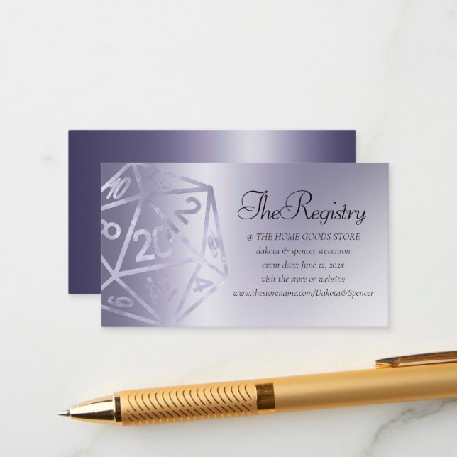 Tarjeta De Recepción RPG Luxe | Registro Púrpura Fantasía Tabletop Game (Anverso/Reverso In Situ)