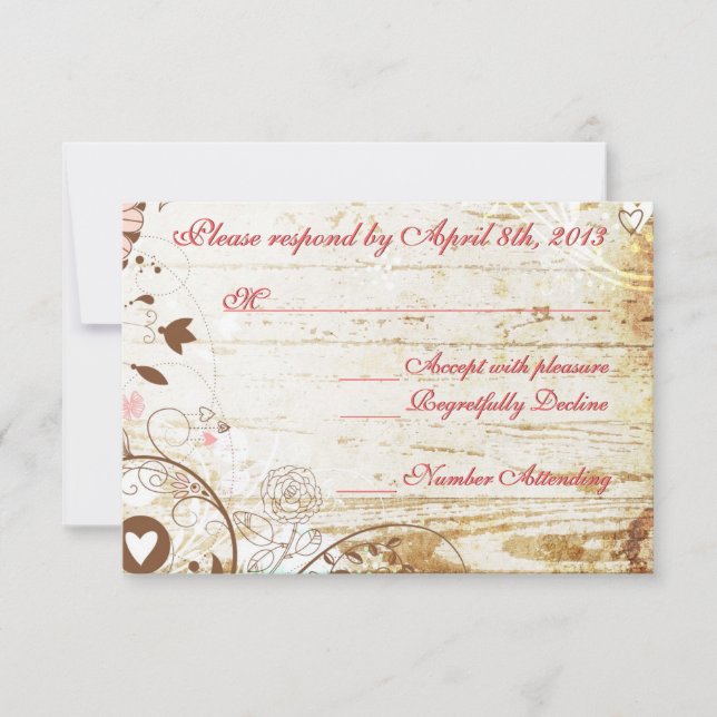 Tarjeta de recepción RSCP, Boda de la Madera Rústi (Anverso)