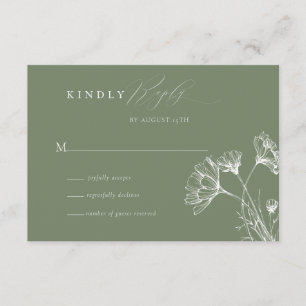 Tarjeta De Recepción RSVP Boda Boho Chic Flor Silvestre