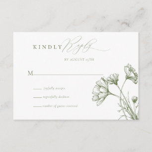 Tarjeta De Recepción RSVP Boda Boho Chic Flor Silvestre