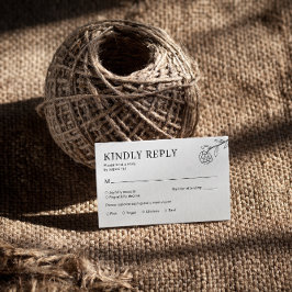 Tarjeta De Recepción RSVP Boda Boho Flores Silvestres Blanco y Negro