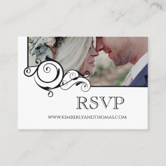 Tarjeta De Recepción RSVP Boda Minimalista de marco decorativo en línea