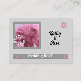 Tarjeta De Recepción RSVP botánica gris y rosa