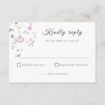 RSVP Botánico de Acuarela Rosa y Azul Polvo