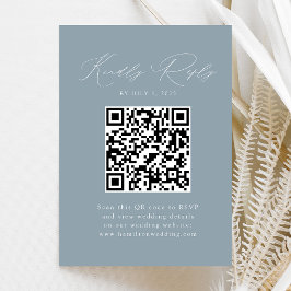 Tarjeta De Recepción RSVP Código QR Azul Polvoriento Moderno