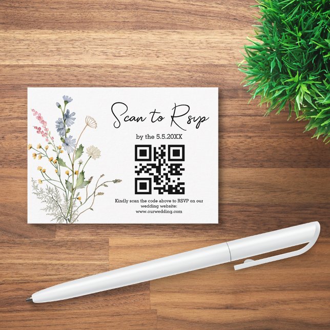 Tarjeta De Recepción rsvp código qr boda botánico de flores silvestres (Subido por el creador)