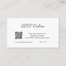 RSVP código QR sitio web boda simple blanco negro