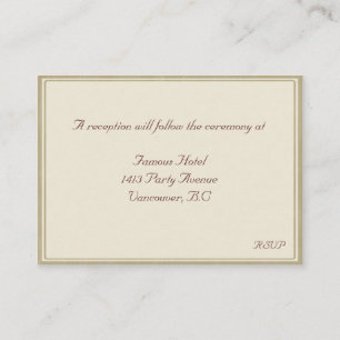 Tarjeta de recepción RSVP con marco Beige