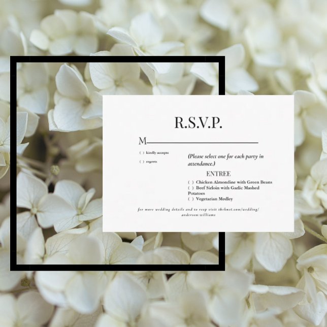 Tarjeta De Recepción RSVP de boda blanca y negra (Subido por el creador)