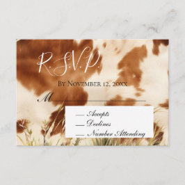 Tarjeta De Recepción RSVP de boda de cuero de vaca crema marrón