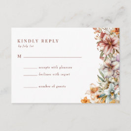 Tarjeta De Recepción RSVP de boda de flores boho acuarela