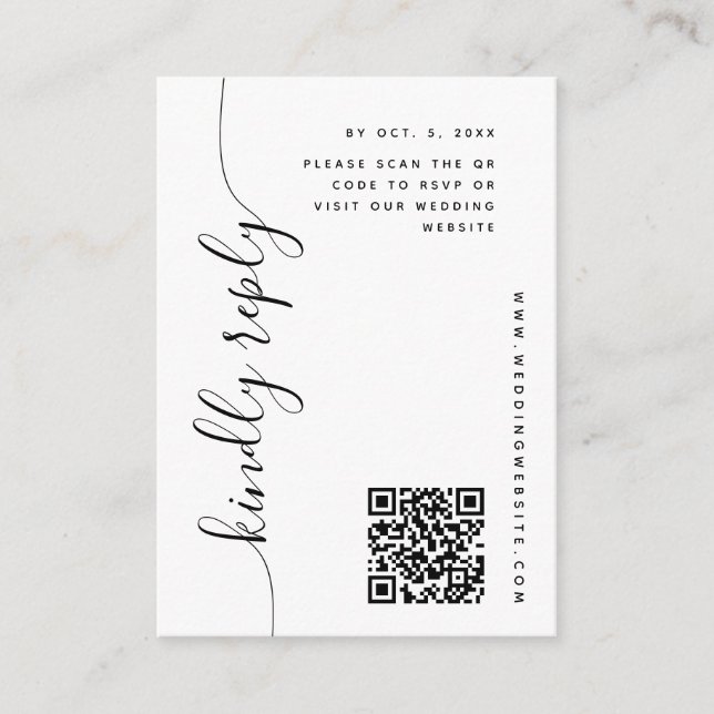 Tarjeta De Recepción RSVP de boda de script vertical (Anverso)