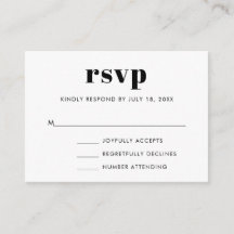 RSVP de boda de serio en negrita simple