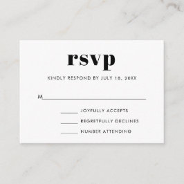 Tarjeta De Recepción RSVP de boda de serio en negrita simple