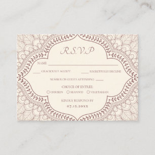 Tarjeta De Recepción RSVP de boda hindú tradicional pekinesa Mehndi