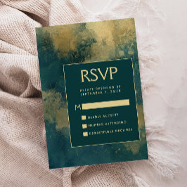Tarjeta De Recepción RSVP de boda moderno abstracto acuarela azul verde