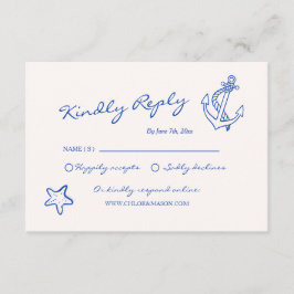 Tarjeta De Recepción RSVP de boda náutica de mano dibujada