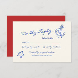 Tarjeta De Recepción RSVP de boda náutica de mano dibujada