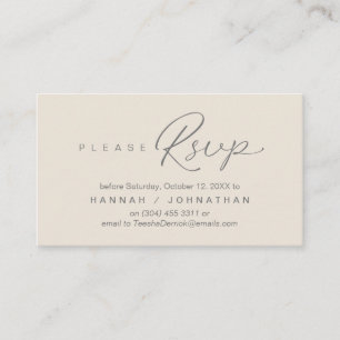 Tarjeta De Recepción RSVP de boda por teléfono o correo electrónico de 
