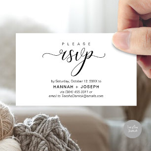 Tarjeta De Recepción RSVP de boda por teléfono o correo electrónico de 