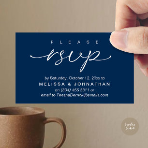 Tarjeta De Recepción RSVP de boda por teléfono o correo electrónico de 