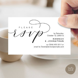 Tarjeta De Recepción RSVP de boda por teléfono o correo electrónico de
