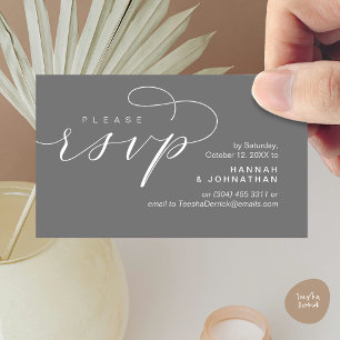 Tarjeta De Recepción RSVP de boda por teléfono o correo electrónico de 