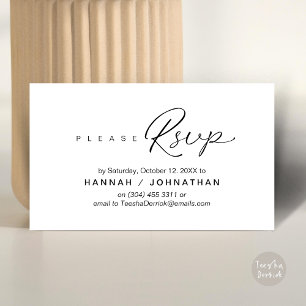 Tarjeta De Recepción RSVP de boda por teléfono o correo electrónico de 