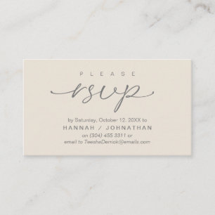 Tarjeta De Recepción RSVP de boda por teléfono o correo electrónico de 