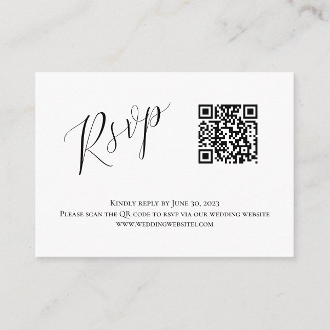 Tarjeta De Recepción RSVP de boda QR moderna (Anverso)