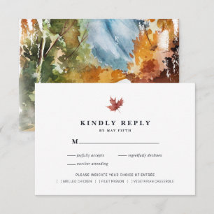 Tarjeta De Recepción RSVP de boda rusa de otoño   Caída de acuarela