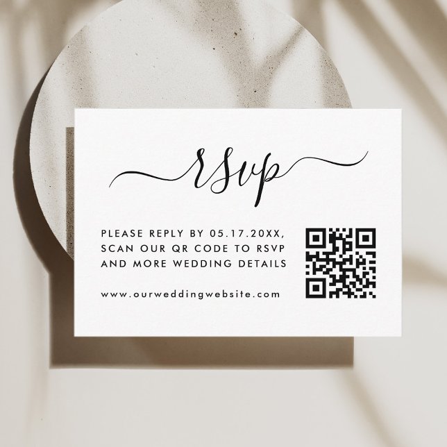Tarjeta De Recepción RSVP de boda simple con código QR (Subido por el creador)