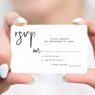 Tarjeta De Recepción Rsvp de boda simple y casual de escritura moderna