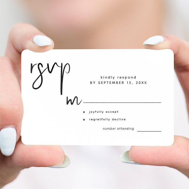 Tarjeta De Recepción Rsvp de boda simple y casual de escritura moderna (You can choose the ROUNDED CORNERS option)
