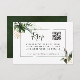 Tarjeta De Recepción RSVP de boda verde con código QR