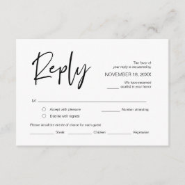 Tarjeta De Recepción RSVP de bodas, con opciones de comida, responde