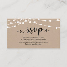 RSVP de bodas, luces de cuerdas de Kraft rústicas