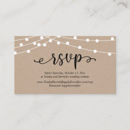 Tarjeta De Recepción RSVP de bodas, luces de cuerdas de Kraft rústicas