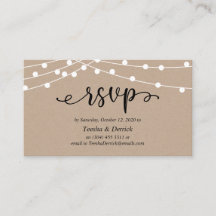 RSVP de bodas, luces de cuerdas de Kraft rústicas