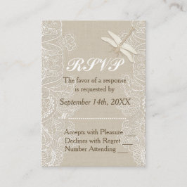 Tarjeta De Recepción RSVP de Burlap and Lace Rustic Wedding