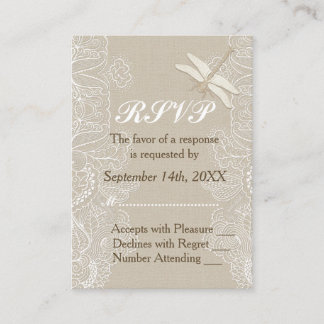 Tarjeta De Recepción RSVP de Burlap and Lace Rustic Wedding