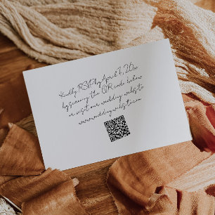 Tarjeta De Recepción RSVP de código QR de Boda Minimalista moderno
