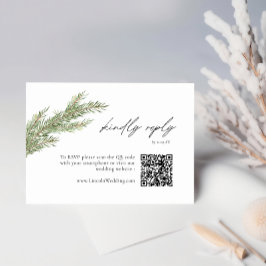 Tarjeta De Recepción RSVP de código QR de invierno de rama de árbol de 