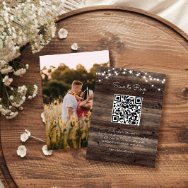 Tarjeta De Recepción RSVP de código QR del Boda de madera de grano de g
